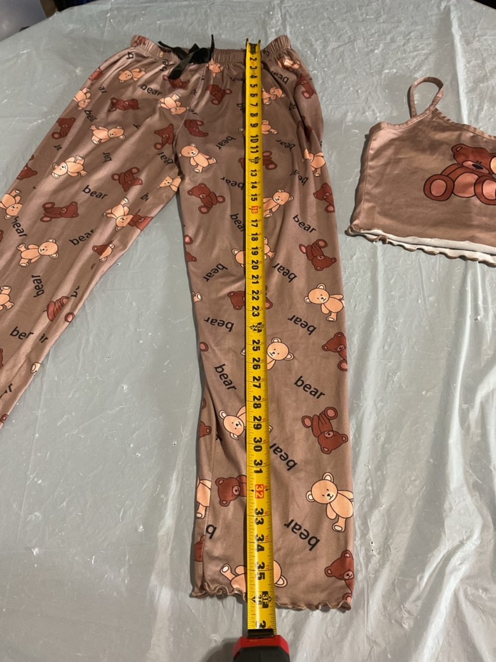 Bear Print Spaghetti Strap Pajama Jumpsuit - Brown - Picture 4 of 10